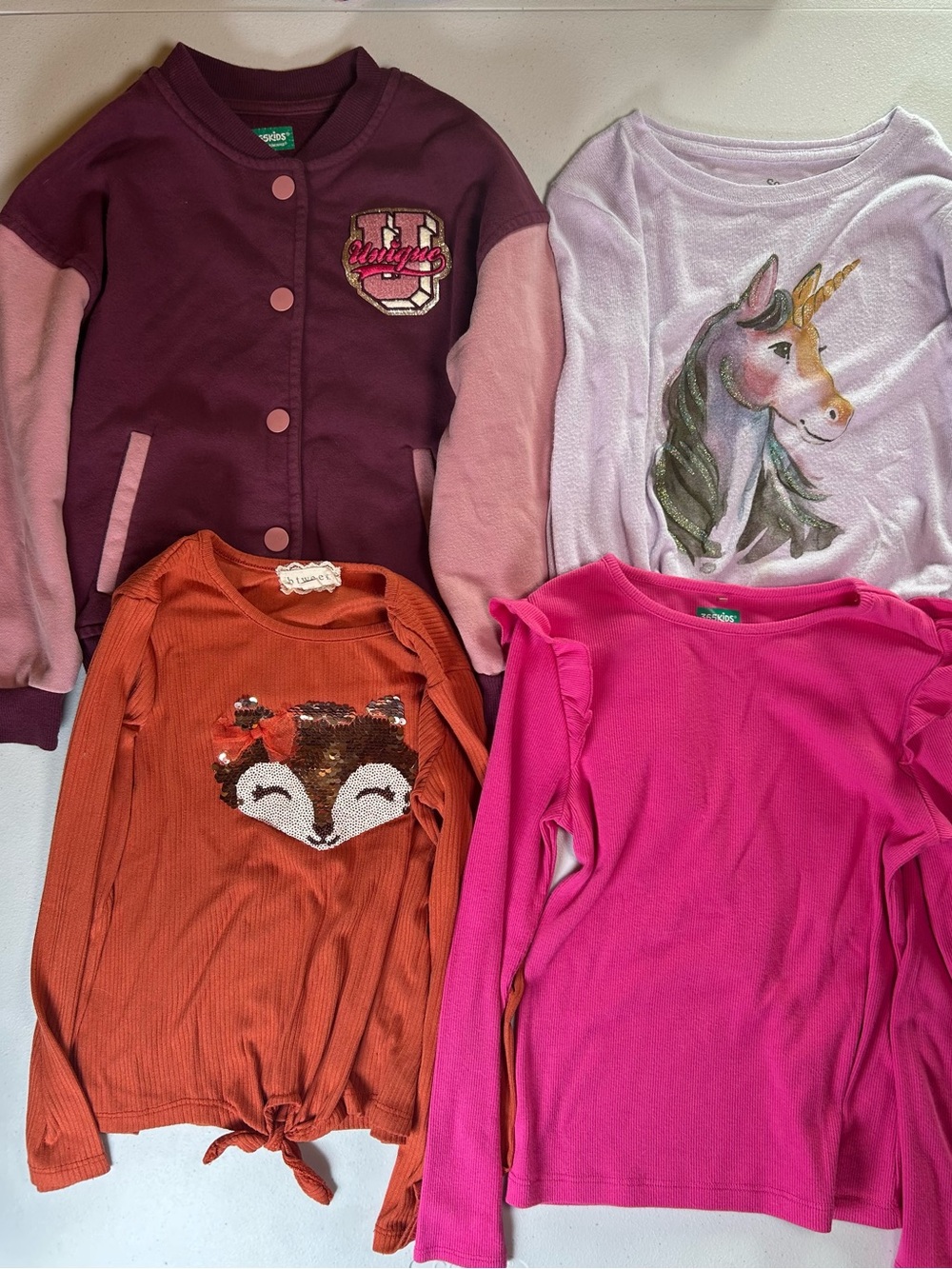 Girls Clothing Bundle Size 6 7 - 4 Pc Jacket & Long Sleeve Shirt Lot